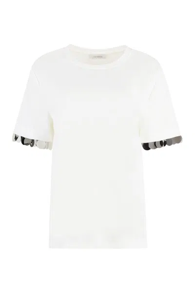 Rabanne Disc Trim Crewneck T-shirt In White