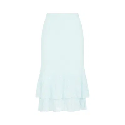 Bottega Veneta Cotton Midi Skirt For Women – Ss24 Collection In Blue