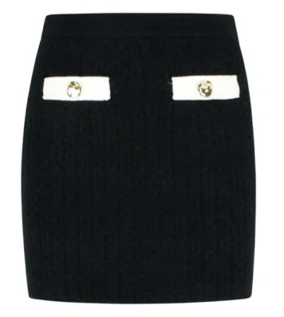 Self-portrait Self Portrait Black Alpaca Blend Skirt Women In Black