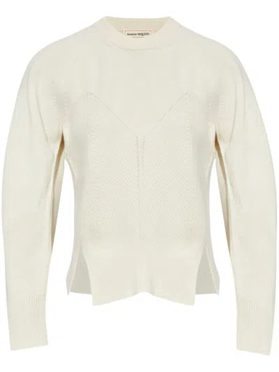 Alexander Mcqueen Chevron Corset Pullover Clothing In White