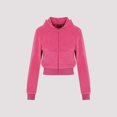 Balenciaga Women's Bb Motel Zip-up Hoodie Fitted In Dark Pink In Multicolor