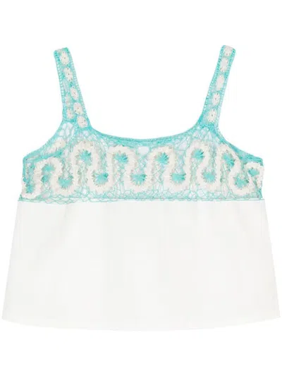 Bode Off-white Ripple Lace Tank Top In Beige