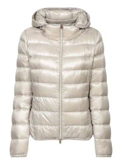 Herno Down Jacket In Nylon And Eco-fur In Grey