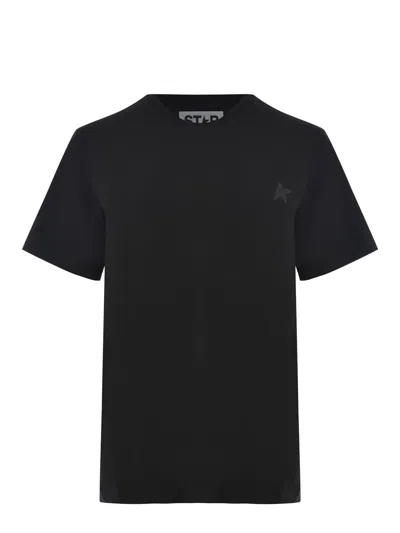 Golden Goose Cotton T-shirt With Iconic Frontal Star In Black