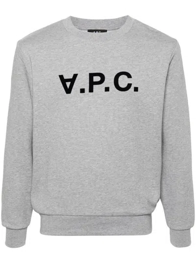Apc A.p.c. Sweatshirt Crew-neck Logo Print Clothing In Grey