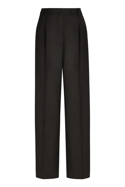 Pt01 Pt Torino Wool Wide-leg Trousers In Black