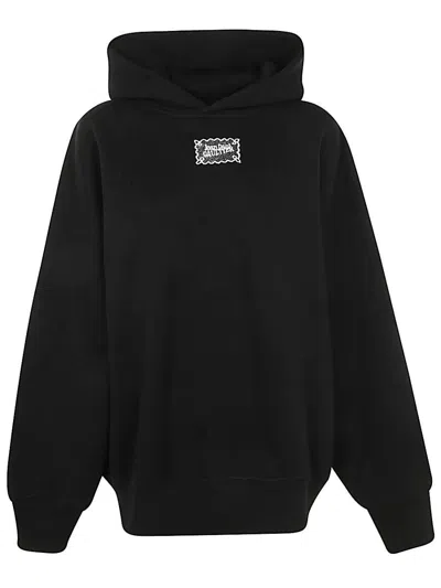 Shop Jean Paul Gaultier Cotton Oversized Hoodie With "lace Label" Transfer Clothing In Black