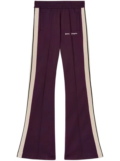 Palm Angels Logo-embroidered Flared Track Pants In Plum Off White