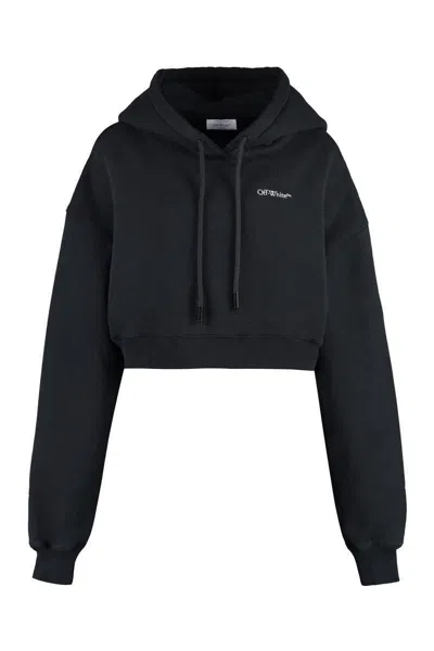 Off-white Cropped Hoodie In Black