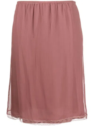 Gucci Lace-trim Slip Skirt In Multicolor