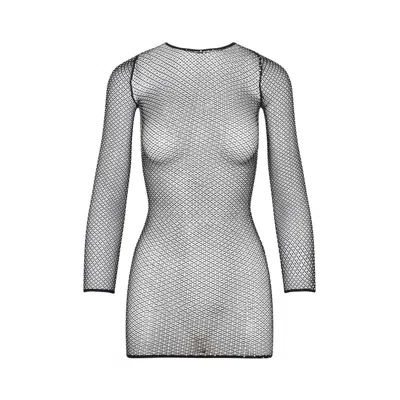 Balenciaga Black Crystal Mesh Mini Top In Black