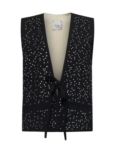 Alysi Crystal-embellished Waistcoat In Black