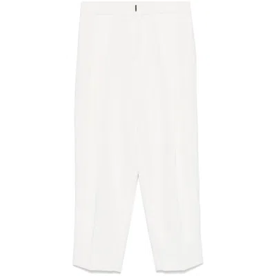 Elisabetta Franchi Crepe Cropped Trousers In White