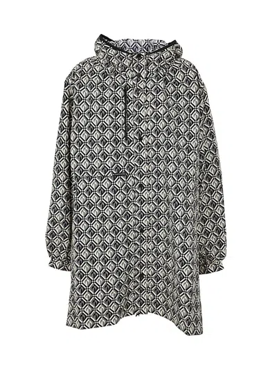 Marine Serre Moon Diamant A-line Hooded Windbreaker In Black