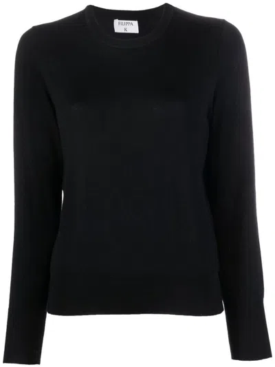 Filippa K Merino Round Neck Sweater In Black