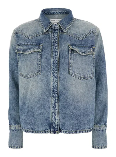 Icon Denim Shirt Jacket With Classic Collar In Blue