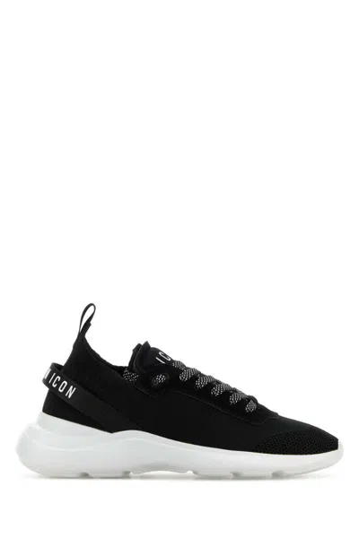 Dsquared2 Dsquared Man Black Fabric Icon Fly Sneakers In Black