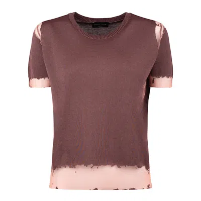 Roberto Collina Brown Cotton Blend Devoré Pullover In Brown