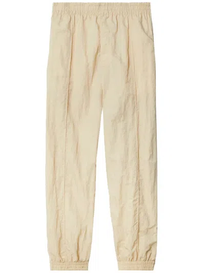 Burberry Crinkled Wide-leg Track Pants In Beige