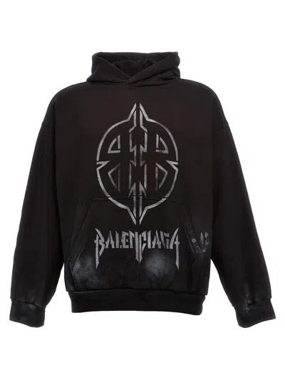 Shop Balenciaga 'metal Bb Stencil' Hoodie In Multicolor