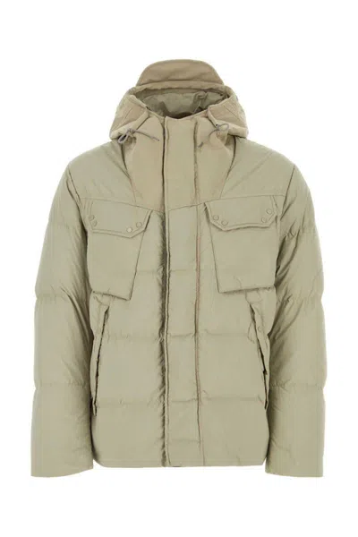 Ten C Nylon Quilted Hooded Jacket With Multiple Pockets In Beige O Tan