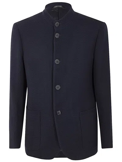 Giorgio Armani Guru Wool Single-breasted Jacket In Blue