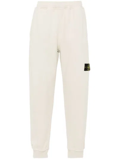 Stone Island Compass-badge Cotton Track Pants In Beige