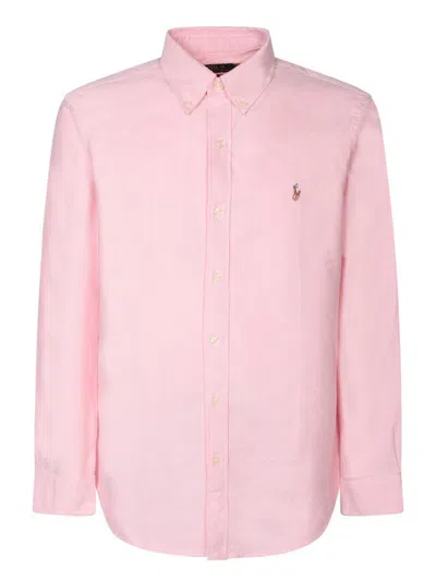 Polo Ralph Lauren Custom Fit Stretch Poplin Shirt Man Shirt Pink Size Xxl Cotton, Elastane In Pink