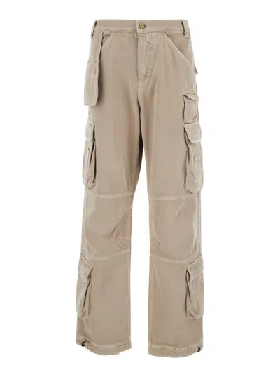Cultura Beige Cargo Pants With Logo Patch In Cotton Man In Beige
