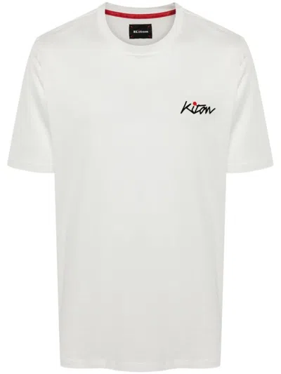 Shop Kiton Logo Cotton T-shirt In White