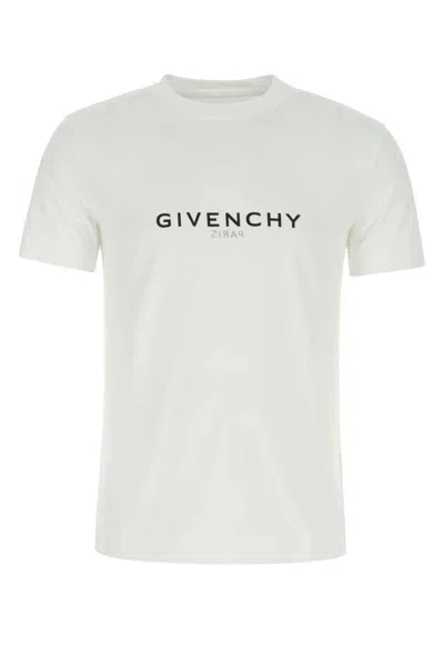 Givenchy White Crewneck T-shirt With Logo Print In Cotton Man In Black
