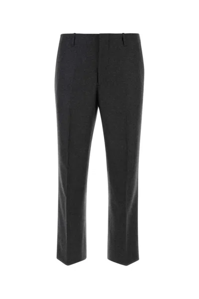 Prada Wool Trousers With Back Pockets And Belt Loops In Grey