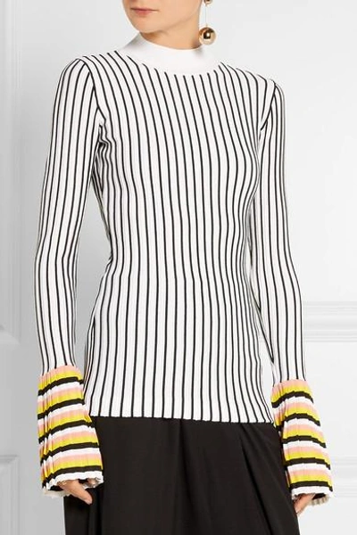 Shop Emilio Pucci Striped Ribbed-knit Sweater