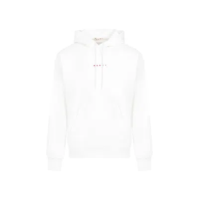 Marni Blue Hoodie With Logo On Chest For Men In White