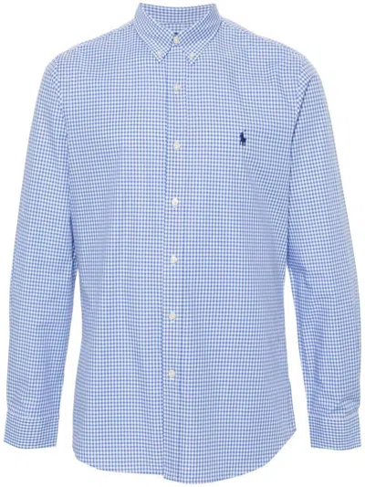 Polo Ralph Lauren Slim Fit Checked Stretch Poplin Shirt In Blue