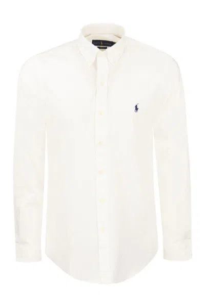 Polo Ralph Lauren Embroidered-logo Cotton Shirt In White