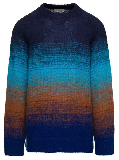 Laneus Multicolor Gradient-effect Textured Jumper In Blue