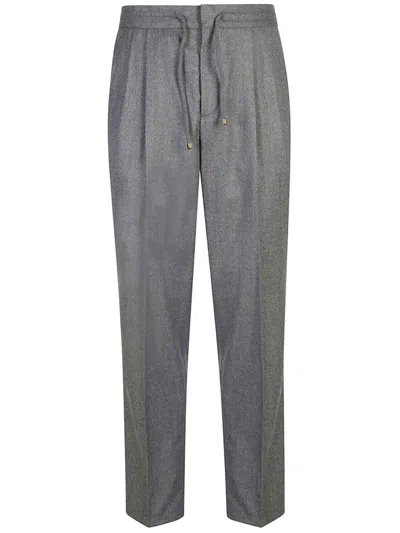 Brunello Cucinelli Pleated Drawstring Trousers In Grey