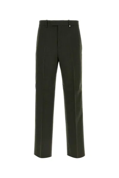 Burberry Wool Trousers With Back Pockets And Belt Loops In Green