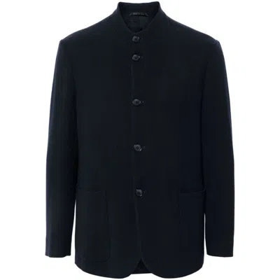 Giorgio Armani Guru Wool Single-breasted Jacket In Blue