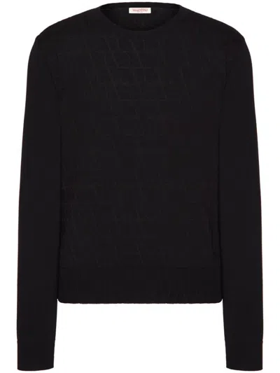 Valentino Cashmere Crewneck Jumper With Black Untitled Studs In Black