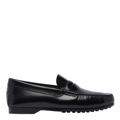 Tod's Tod Penny Leather Loafers In Black