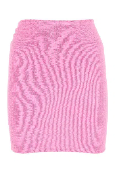 Hunza G Crinkled-effect Mini Skirt In Pink