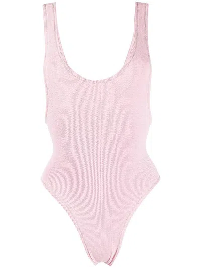 Reina Olga Ruby Scrunch Swimsuit In Baby Pink