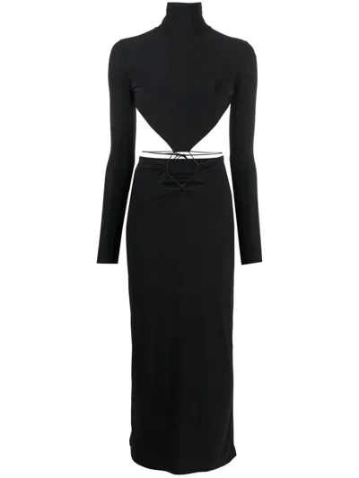 Amazuìn Jersey Long-sleeved Dress In Deep Black