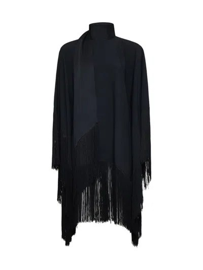 Taller Marmo Mrs Ross Fringed Scarf-neck Crepe Kaftan Dress In Black