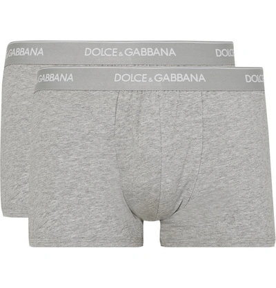 Dolce & Gabbana Pack Of 2 Stretch Jersey Midi Briefs In Grey