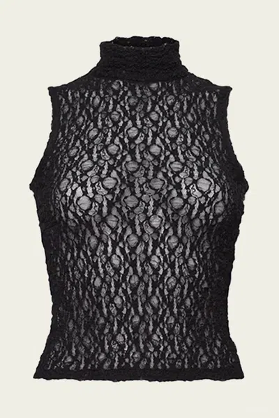 Frame Mock Neck Sleeveless Mesh Top