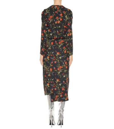 Shop Balenciaga Wrap-style Printed Crêpe Dress In White