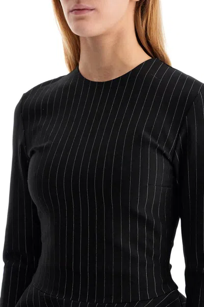 Shop Ganni Long-sleeved Peplum In Black